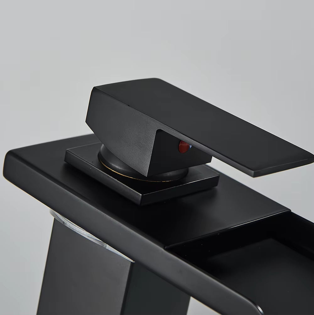 Black Smart LED Bathroom Basin Faucet 3 Color Changes Hot and Cold Water Mixer Taps Chrome Faucet Hydroelectric Power
