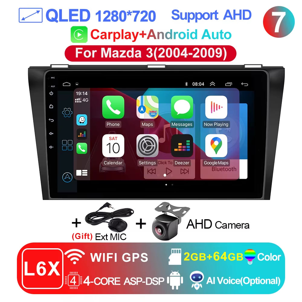Pro AI Voice Car Android 14 Radio Multimedia Video Player for Mazda 3 2004 -2013 Maxx Axel Carplay 2 Din Dvd Gps Atuoradio