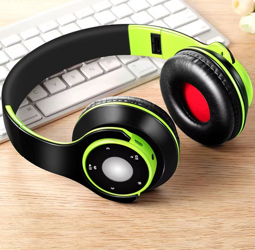 Foldable Colorful Wireless Stereo Bluetooth Over-Ear Headphones with Microphone and TF Card Play for Kids Children Women Men