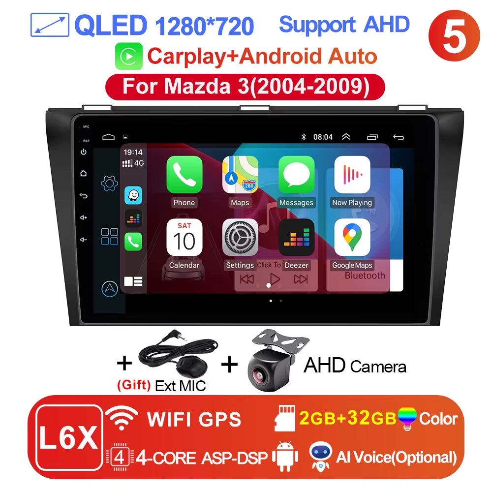 Pro AI Voice Car Android 14 Radio Multimedia Video Player for Mazda 3 2004 -2013 Maxx Axel Carplay 2 Din Dvd Gps Atuoradio