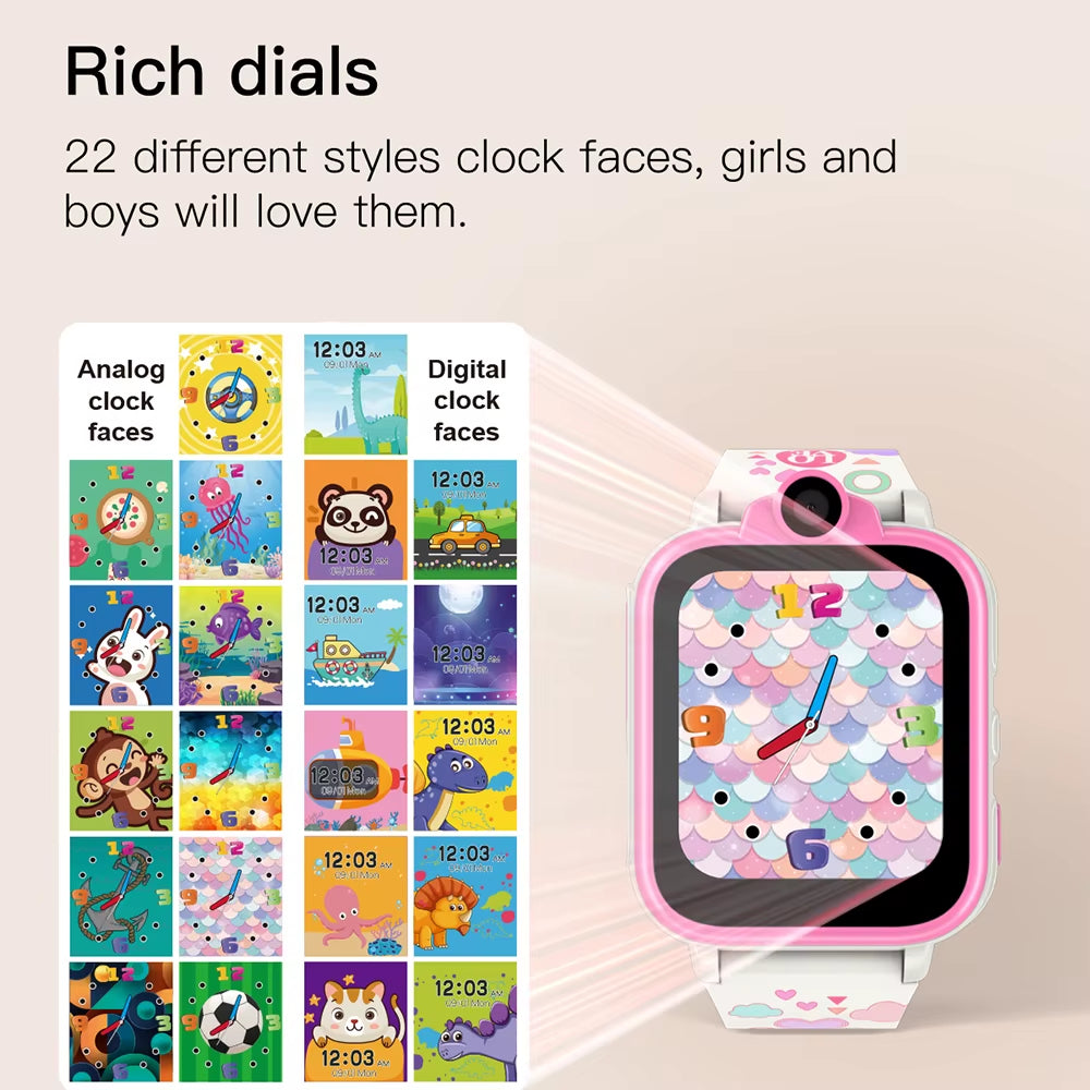 Kids Smart Watches Phone Answer Call 18 Games 2 Cameras Flashlight Pedometer Video MP3 Alarm Kids Digital Watch for Girls Boys
