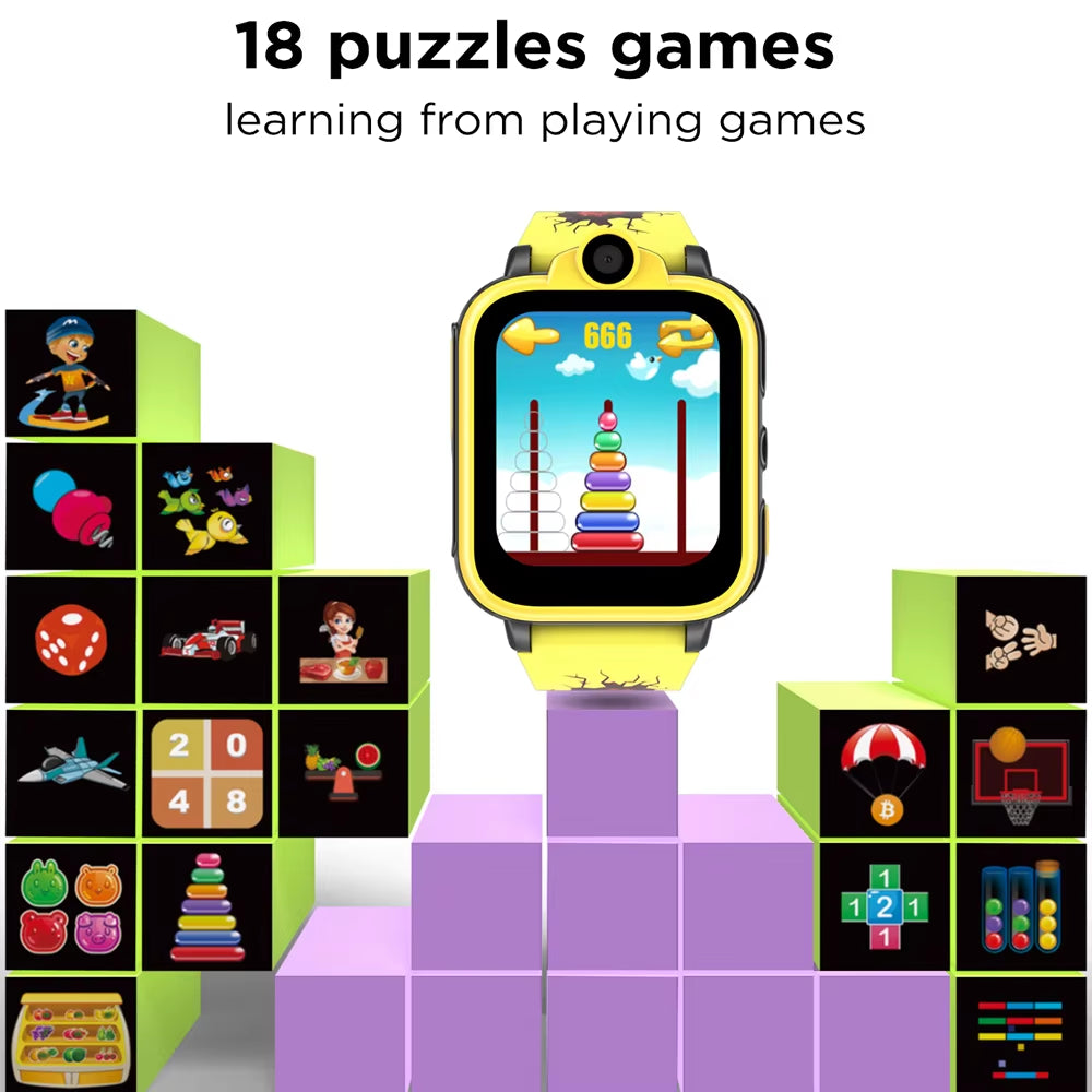 Kids Smart Watches Phone Answer Call 18 Games 2 Cameras Flashlight Pedometer Video MP3 Alarm Kids Digital Watch for Girls Boys