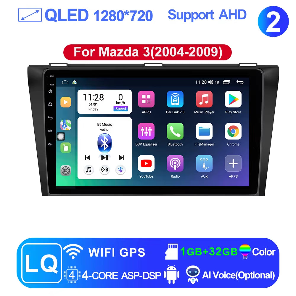 Pro AI Voice Car Android 14 Radio Multimedia Video Player for Mazda 3 2004 -2013 Maxx Axel Carplay 2 Din Dvd Gps Atuoradio