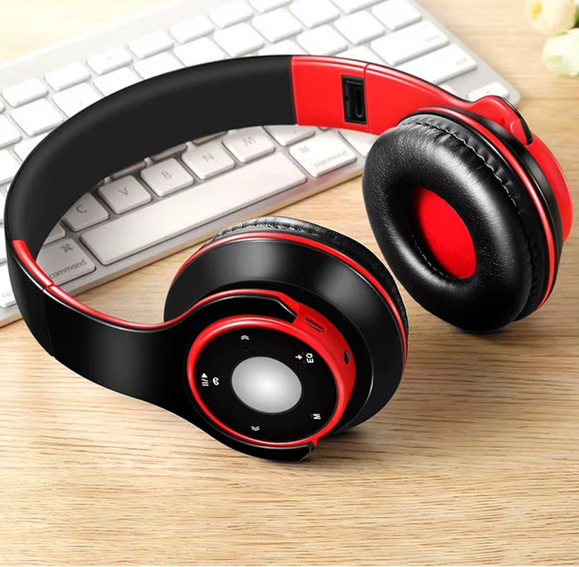 Foldable Colorful Wireless Stereo Bluetooth Over-Ear Headphones with Microphone and TF Card Play for Kids Children Women Men