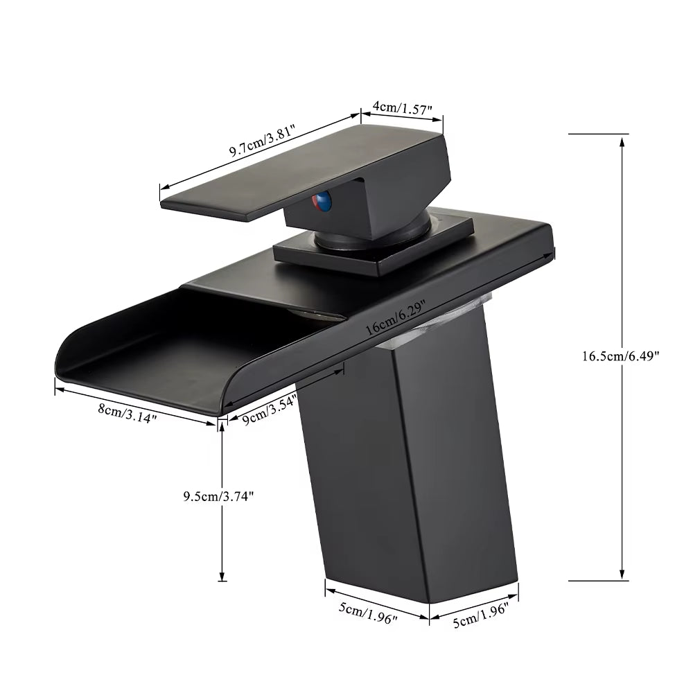 Black Smart LED Bathroom Basin Faucet 3 Color Changes Hot and Cold Water Mixer Taps Chrome Faucet Hydroelectric Power