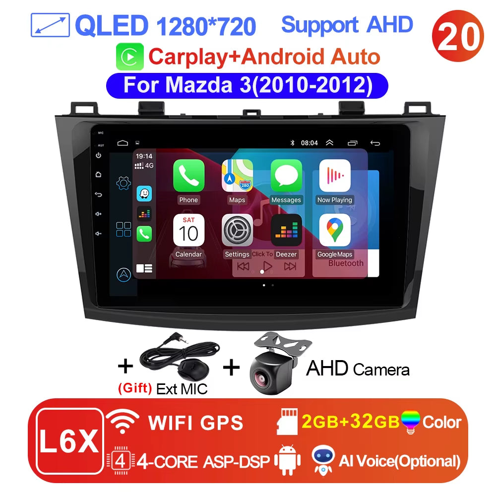 Pro AI Voice Car Android 14 Radio Multimedia Video Player for Mazda 3 2004 -2013 Maxx Axel Carplay 2 Din Dvd Gps Atuoradio