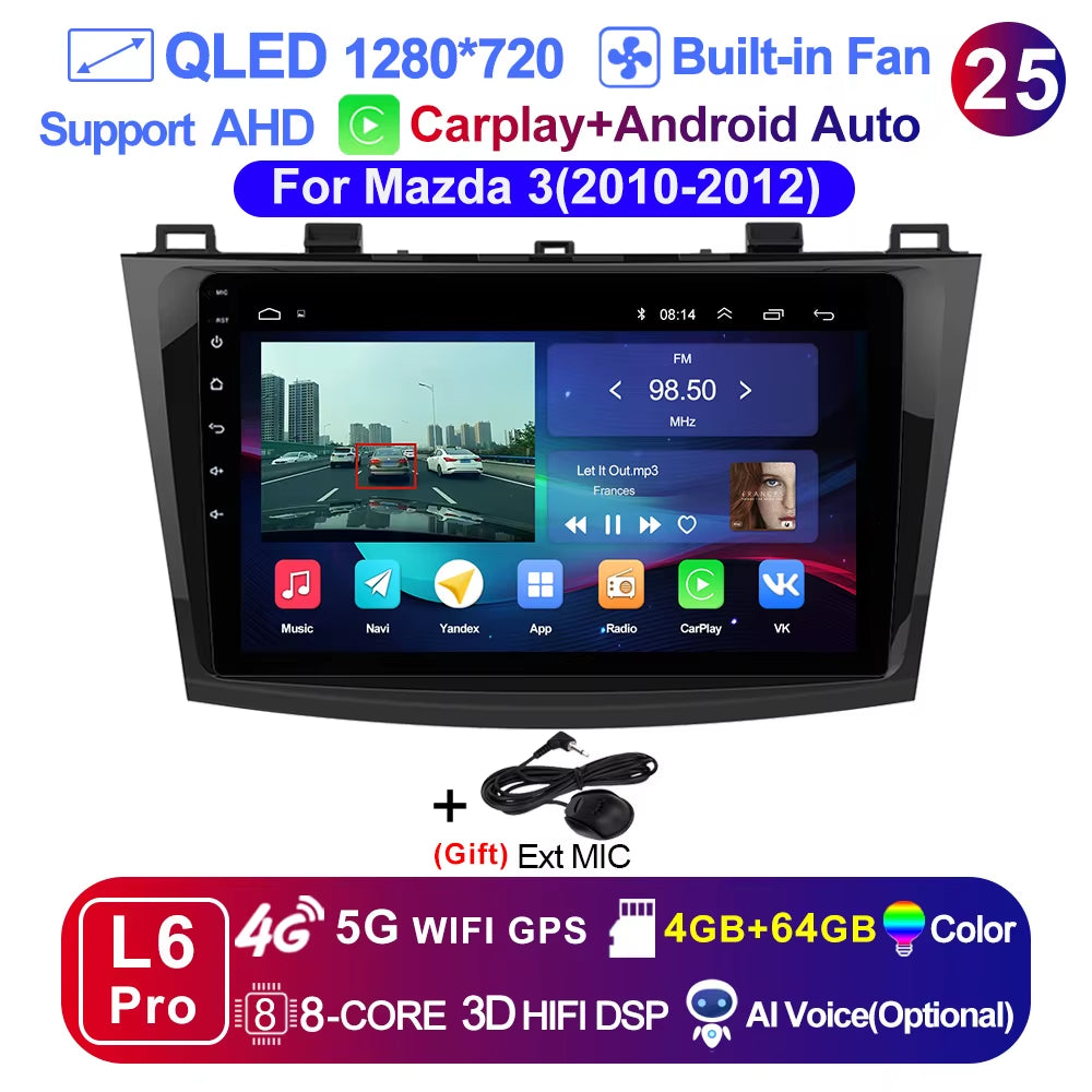 Pro AI Voice Car Android 14 Radio Multimedia Video Player for Mazda 3 2004 -2013 Maxx Axel Carplay 2 Din Dvd Gps Atuoradio