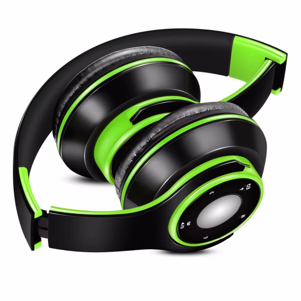 Foldable Colorful Wireless Stereo Bluetooth Over-Ear Headphones with Microphone and TF Card Play for Kids Children Women Men