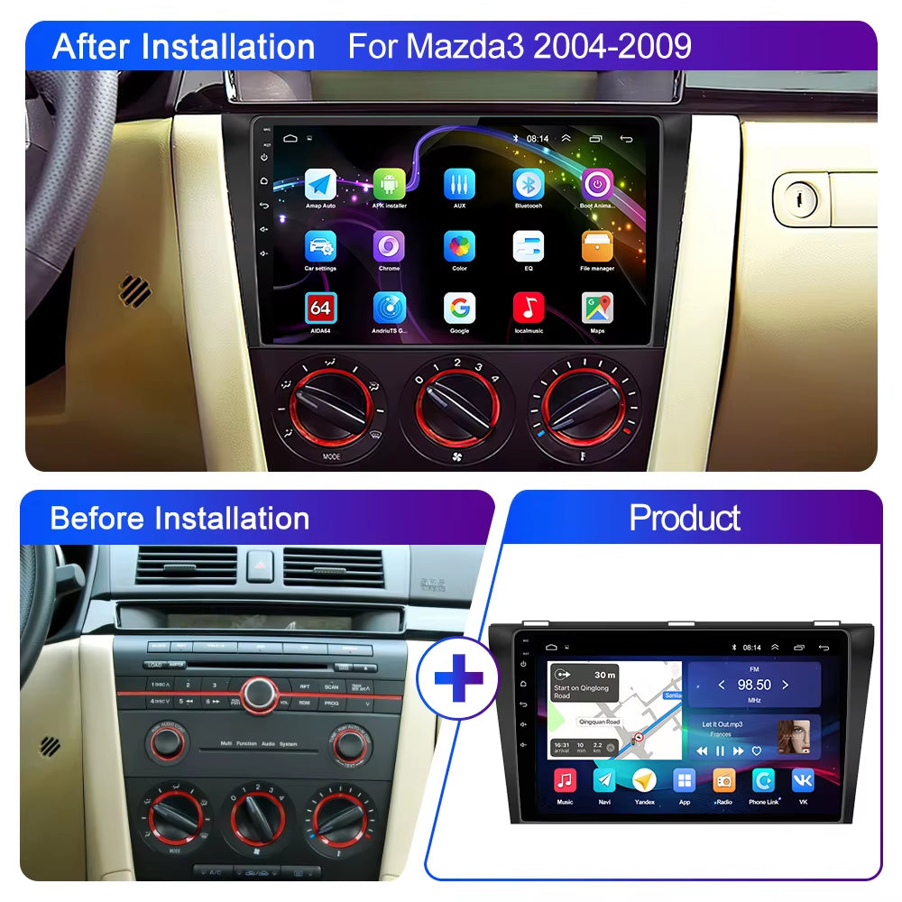 Pro AI Voice Car Android 14 Radio Multimedia Video Player for Mazda 3 2004 -2013 Maxx Axel Carplay 2 Din Dvd Gps Atuoradio