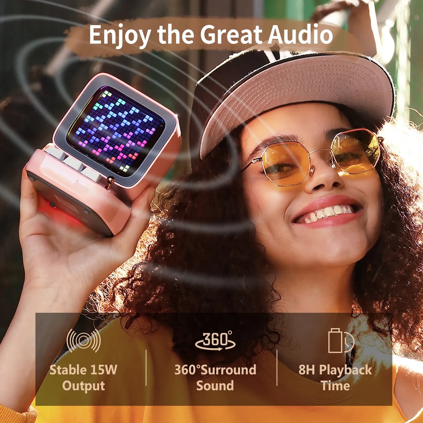 Ditoo-Pro Retro Pixel Art Bluetooth Portable Speaker Alarm Clock DIY LED Display Board, Cute Gift Home Light Decoration