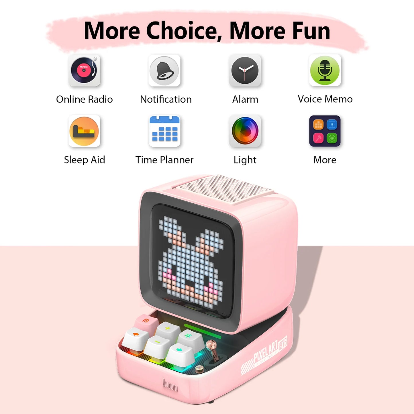 Ditoo-Pro Retro Pixel Art Bluetooth Portable Speaker Alarm Clock DIY LED Display Board, Cute Gift Home Light Decoration