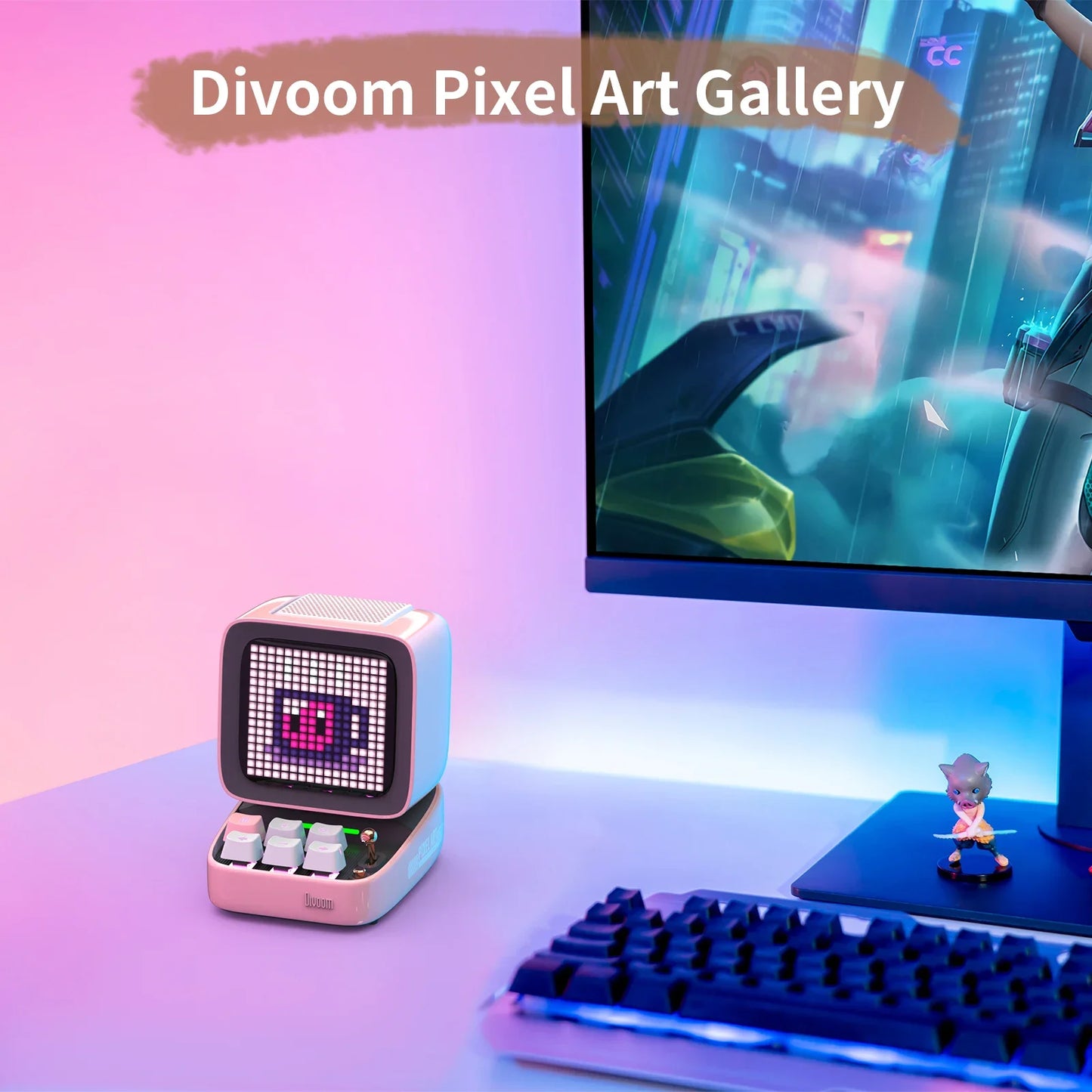 Ditoo-Pro Retro Pixel Art Bluetooth Portable Speaker Alarm Clock DIY LED Display Board, Cute Gift Home Light Decoration
