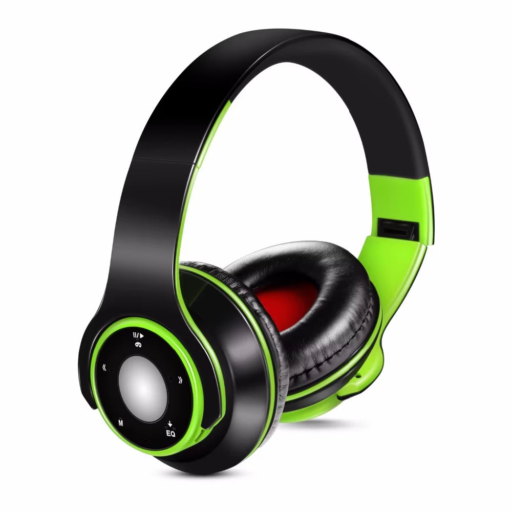 Foldable Colorful Wireless Stereo Bluetooth Over-Ear Headphones with Microphone and TF Card Play for Kids Children Women Men
