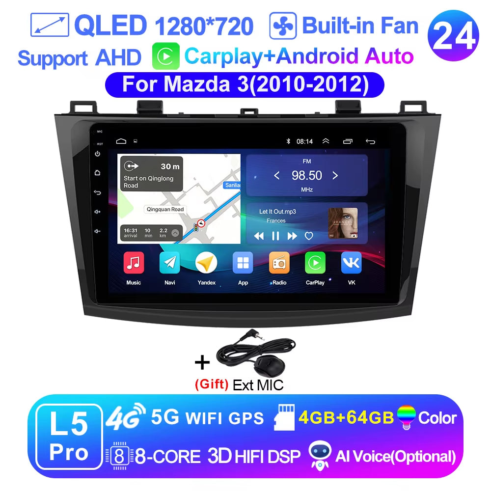 Pro AI Voice Car Android 14 Radio Multimedia Video Player for Mazda 3 2004 -2013 Maxx Axel Carplay 2 Din Dvd Gps Atuoradio