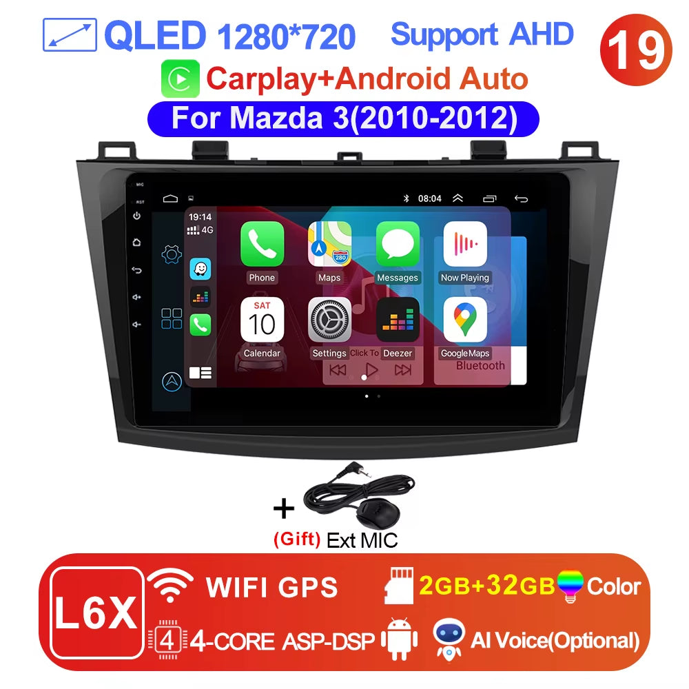 Pro AI Voice Car Android 14 Radio Multimedia Video Player for Mazda 3 2004 -2013 Maxx Axel Carplay 2 Din Dvd Gps Atuoradio