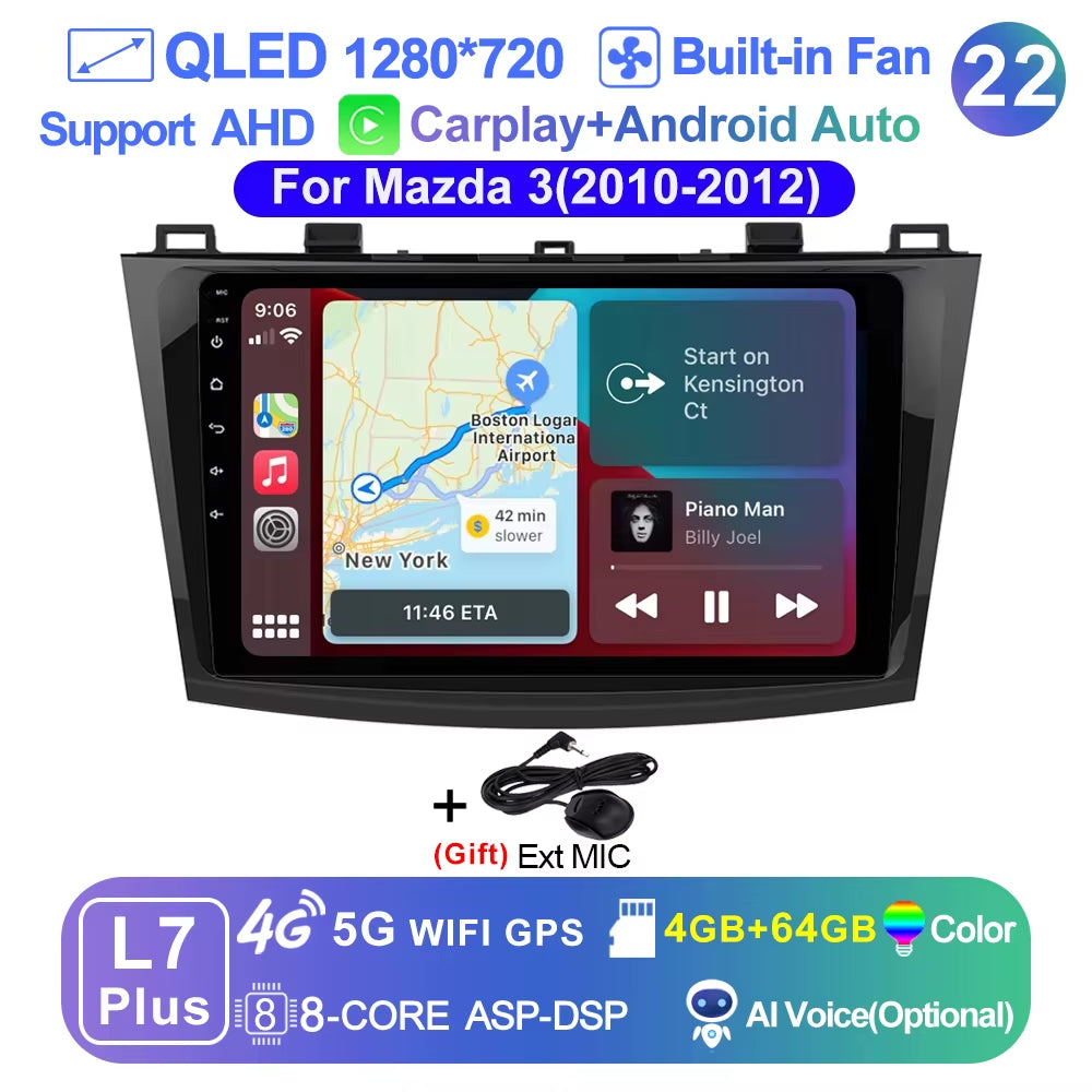 Pro AI Voice Car Android 14 Radio Multimedia Video Player for Mazda 3 2004 -2013 Maxx Axel Carplay 2 Din Dvd Gps Atuoradio