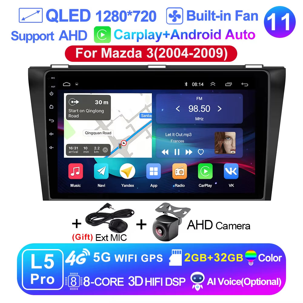 Pro AI Voice Car Android 14 Radio Multimedia Video Player for Mazda 3 2004 -2013 Maxx Axel Carplay 2 Din Dvd Gps Atuoradio