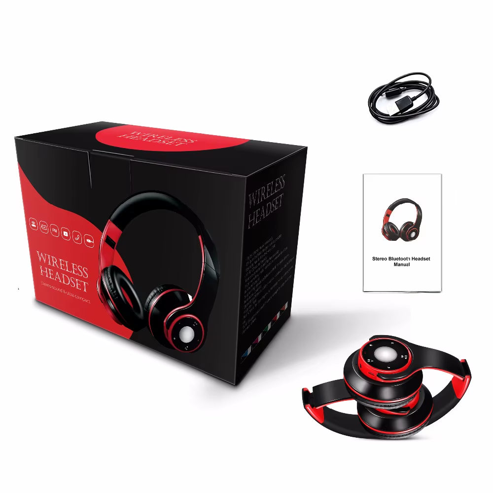 Foldable Colorful Wireless Stereo Bluetooth Over-Ear Headphones with Microphone and TF Card Play for Kids Children Women Men