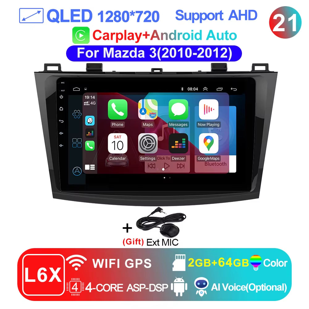 Pro AI Voice Car Android 14 Radio Multimedia Video Player for Mazda 3 2004 -2013 Maxx Axel Carplay 2 Din Dvd Gps Atuoradio