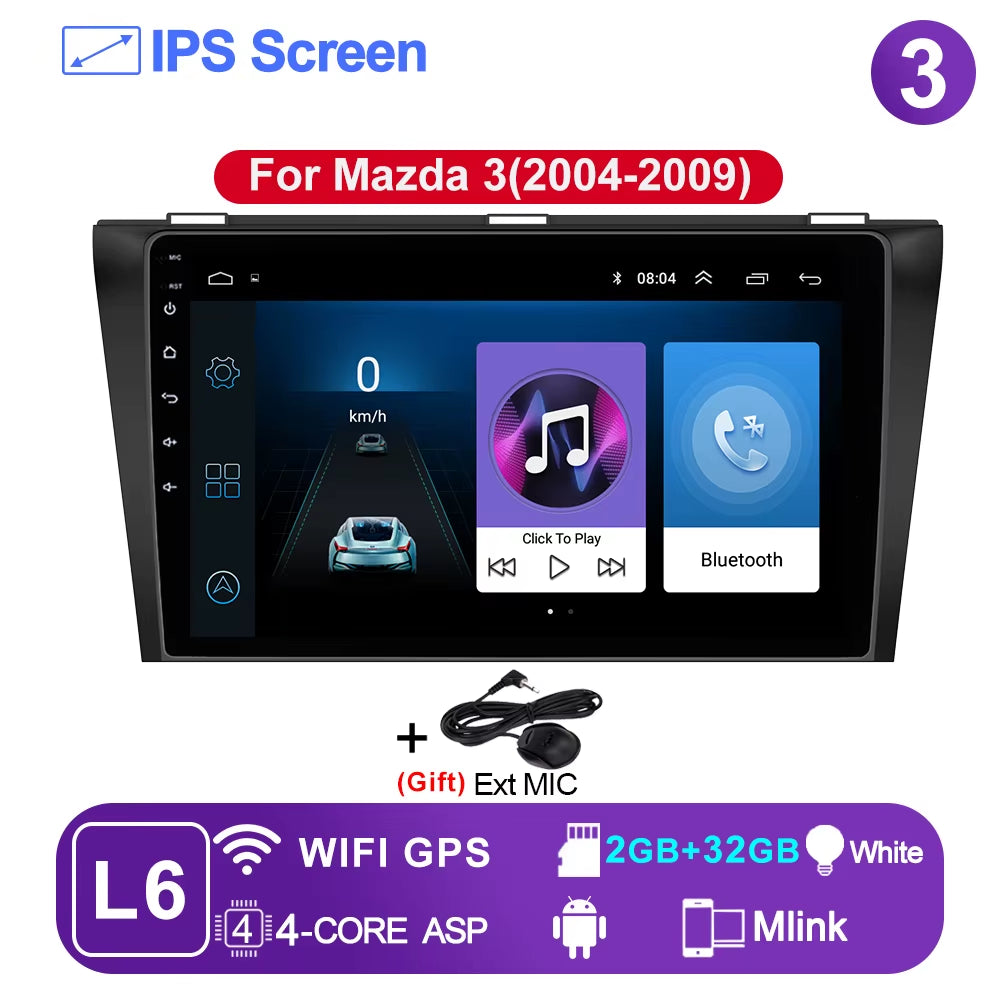 Pro AI Voice Car Android 14 Radio Multimedia Video Player for Mazda 3 2004 -2013 Maxx Axel Carplay 2 Din Dvd Gps Atuoradio