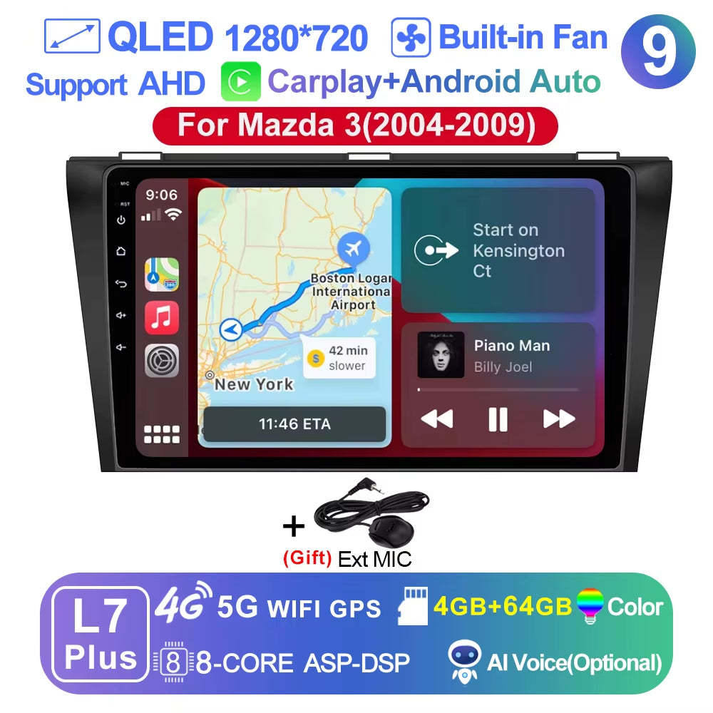Pro AI Voice Car Android 14 Radio Multimedia Video Player for Mazda 3 2004 -2013 Maxx Axel Carplay 2 Din Dvd Gps Atuoradio