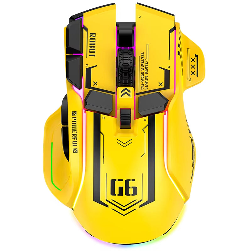 Tri-Mode 2.4G USB Bluetooth Wireless Gamimg Mouse 12 Keys RGB Game Wired Meche Mice for Windows IOS Home Office Laptop PC Gamer
