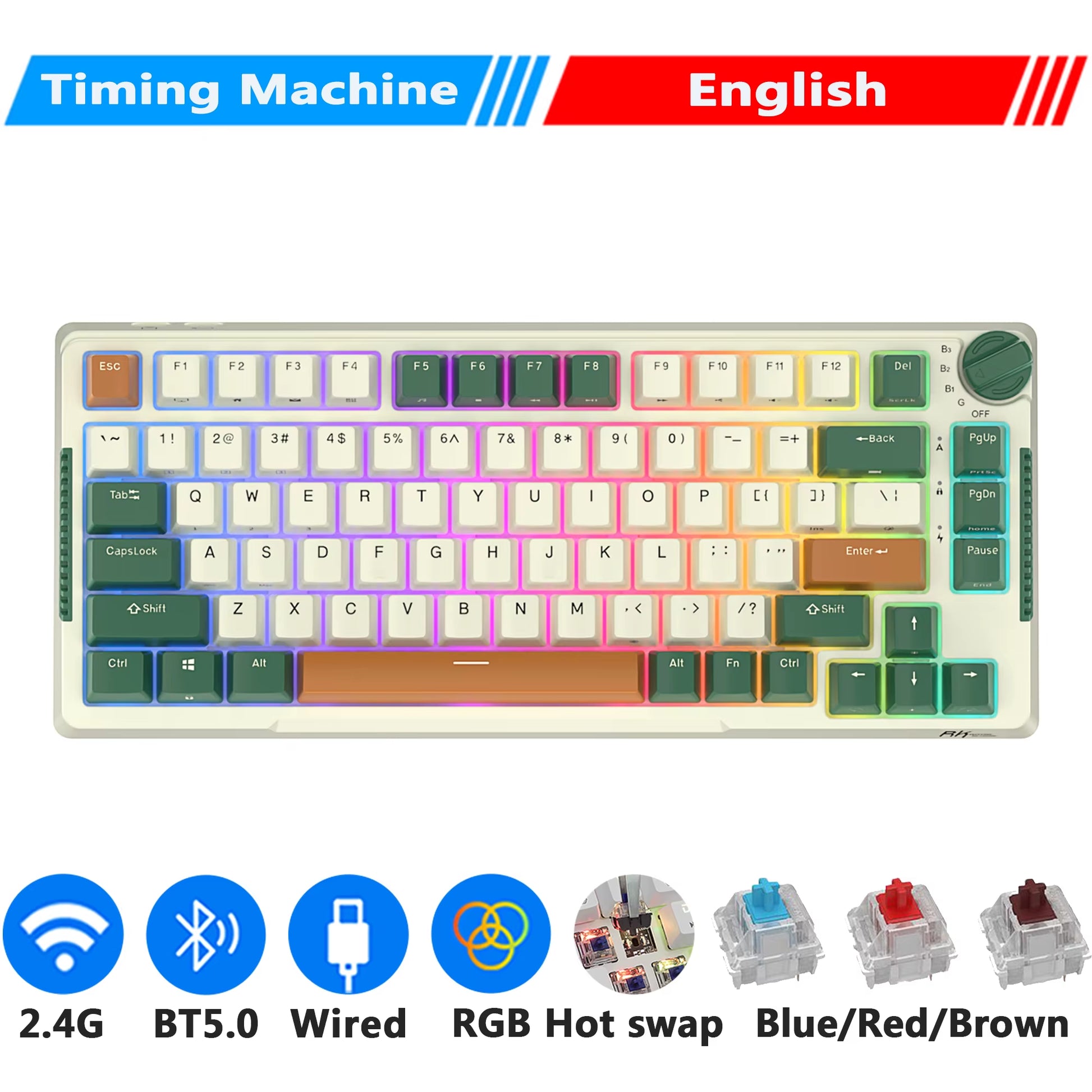 H81 Royal Kludge Gasket Structure Tri-Mode Mechanical Keyboard 81 Key 80% RGB Backlit 2.4G Wireless Bluetooth Gamer Keyboard