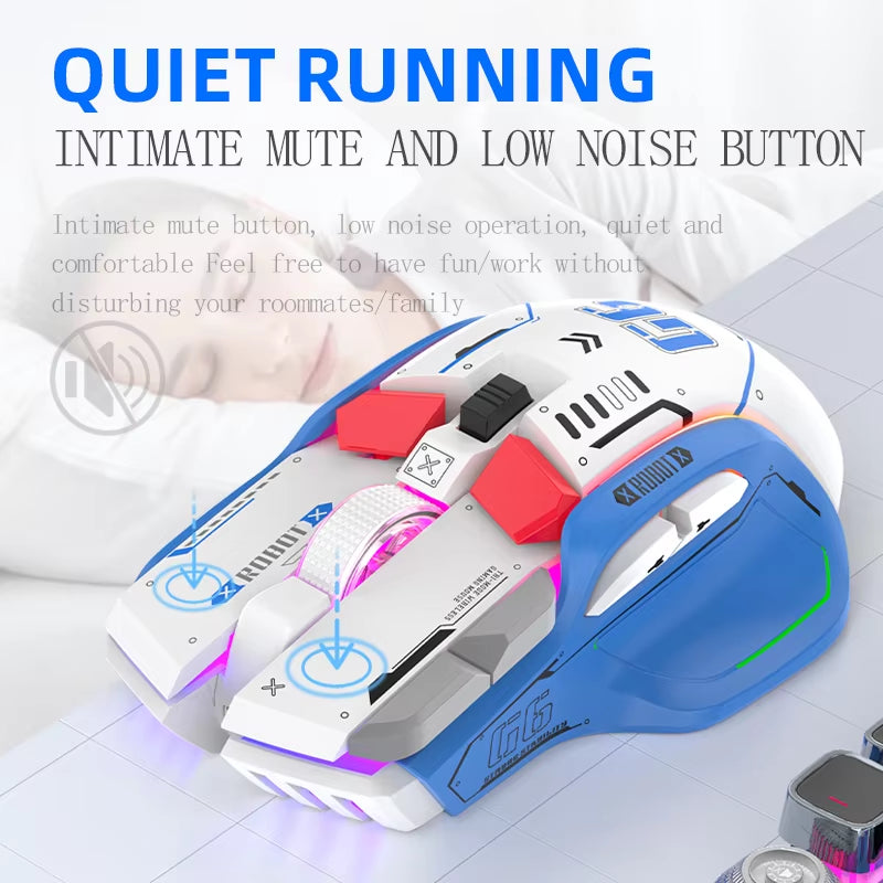 Tri-Mode 2.4G USB Bluetooth Wireless Gamimg Mouse 12 Keys RGB Game Wired Meche Mice for Windows IOS Home Office Laptop PC Gamer