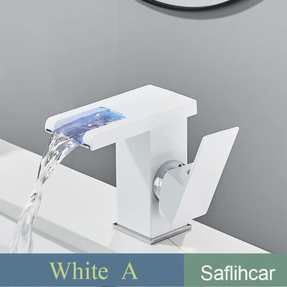 Black Smart LED Bathroom Basin Faucet 3 Color Changes Hot and Cold Water Mixer Taps Chrome Faucet Hydroelectric Power