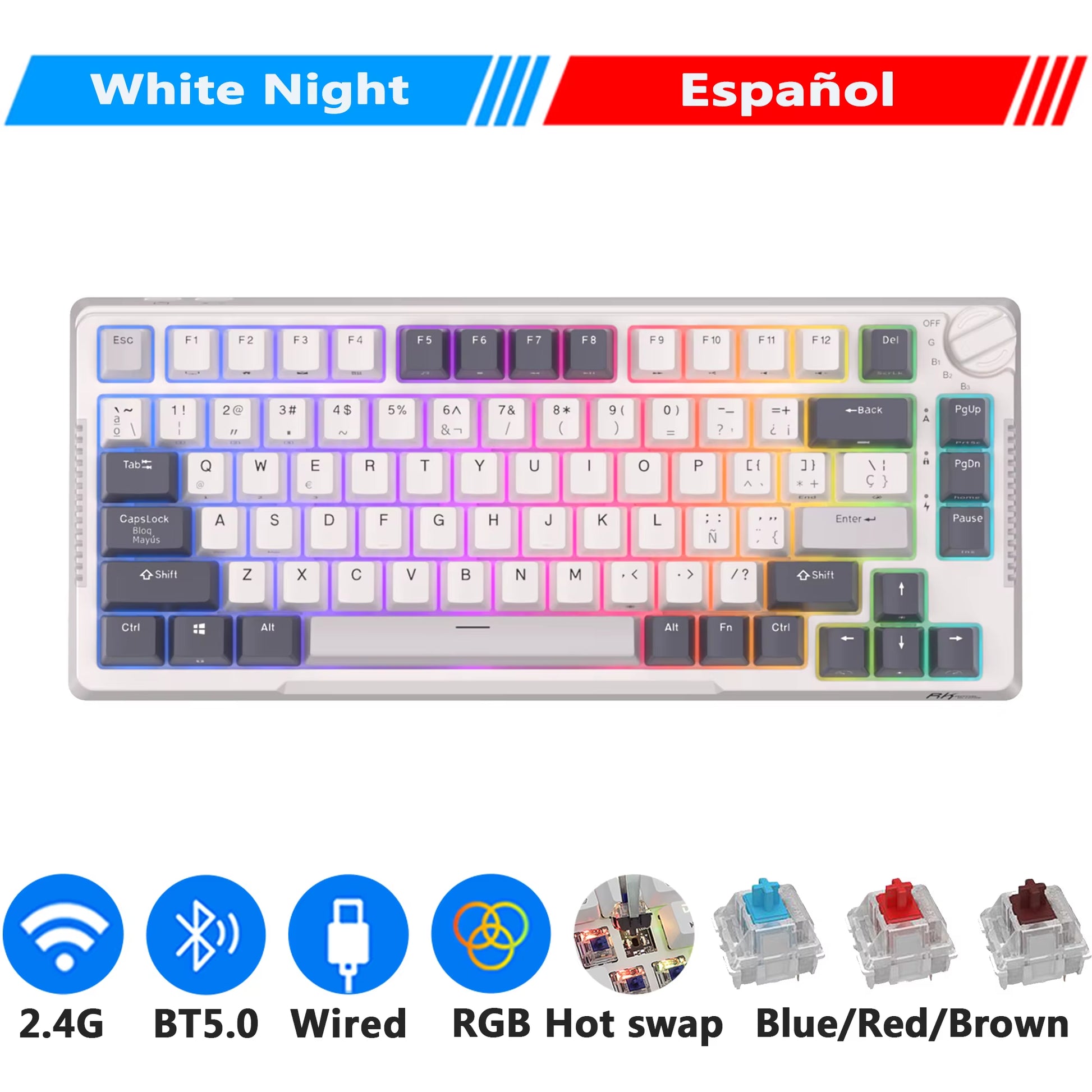 H81 Royal Kludge Gasket Structure Tri-Mode Mechanical Keyboard 81 Key 80% RGB Backlit 2.4G Wireless Bluetooth Gamer Keyboard