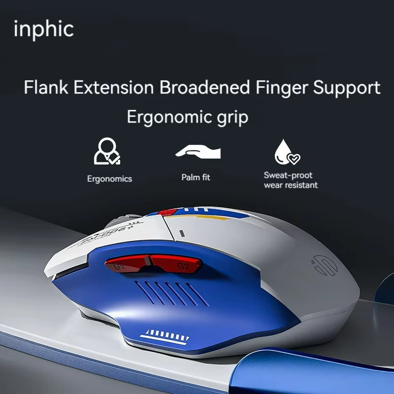 Inphic F9 Mecha Edition Wireless Mouse Silent Rechargeable Mouse Type-C LED Light Mouse for Computer Laptop Office Gaming