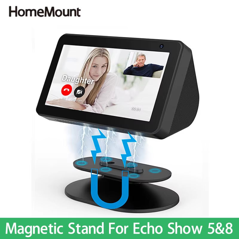 Magnetic Stand for Echo Show 8 5 1St & 2Nd Speaker Adjustable Holder Mount with Anti-Slip Accessories Tilt Function