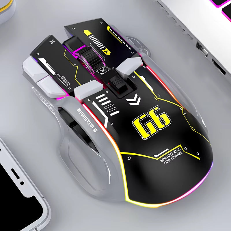 Tri-Mode 2.4G USB Bluetooth Wireless Gamimg Mouse 12 Keys RGB Game Wired Meche Mice for Windows IOS Home Office Laptop PC Gamer