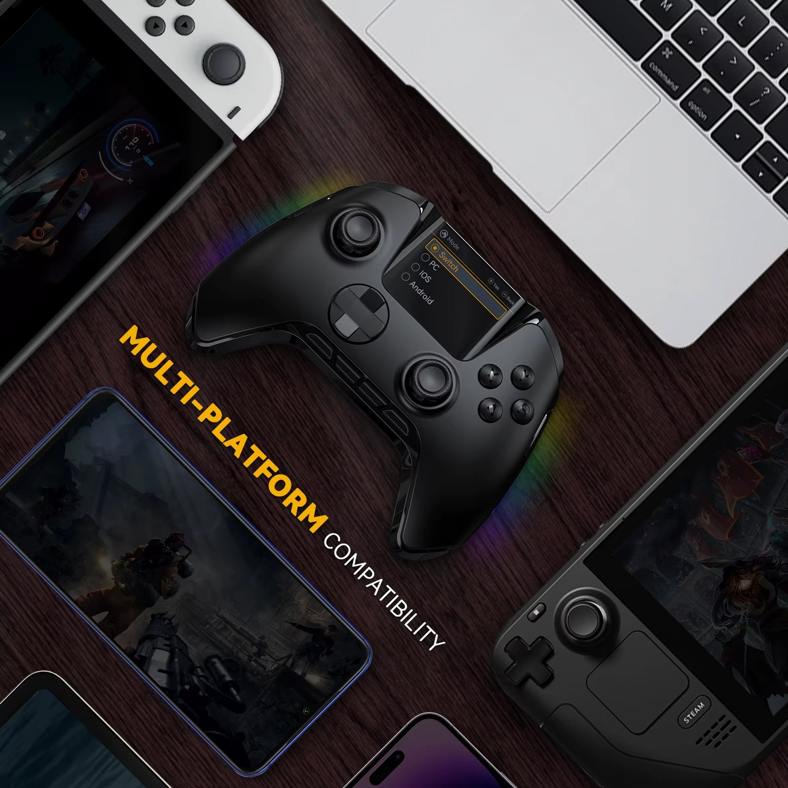 Manbaone 50 V2 Smart Wireless Gamepad Pc Bluetooth Joystick Controller Joystick 2 Inch Screen Steam Mobile Game Controller