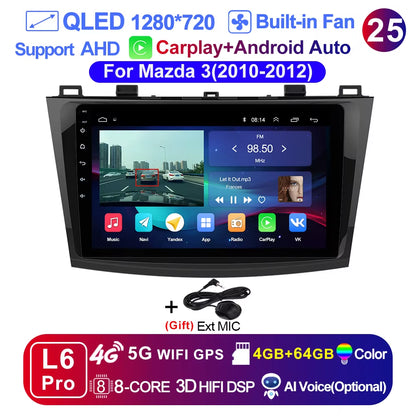 Pro AI Voice Car Android 14 Radio Multimedia Video Player for Mazda 3 2004 -2013 Maxx Axel Carplay 2 Din Dvd Gps Atuoradio