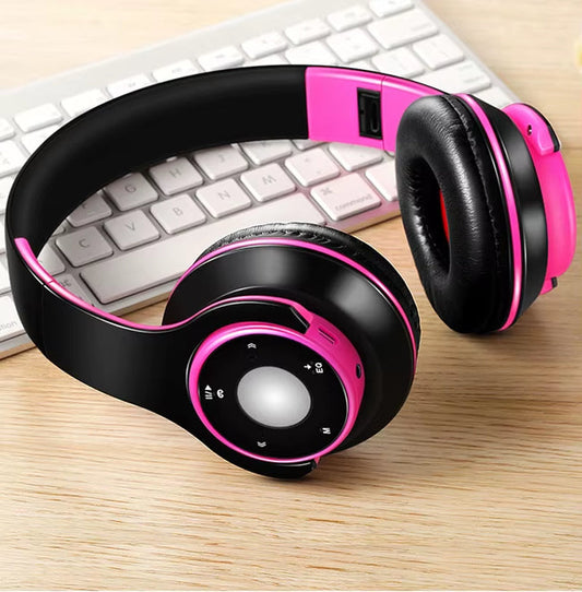 Foldable Colorful Wireless Stereo Bluetooth Over-Ear Headphones with Microphone and TF Card Play for Kids Children Women Men