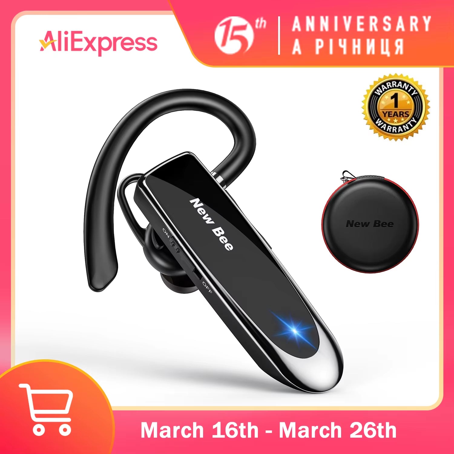 Bluetooth Headset V5.0 Wireless Earphones Headphones with Mic 24Hrs Earbuds Earpiece Mini Handsfree for Iphone Xiaomi