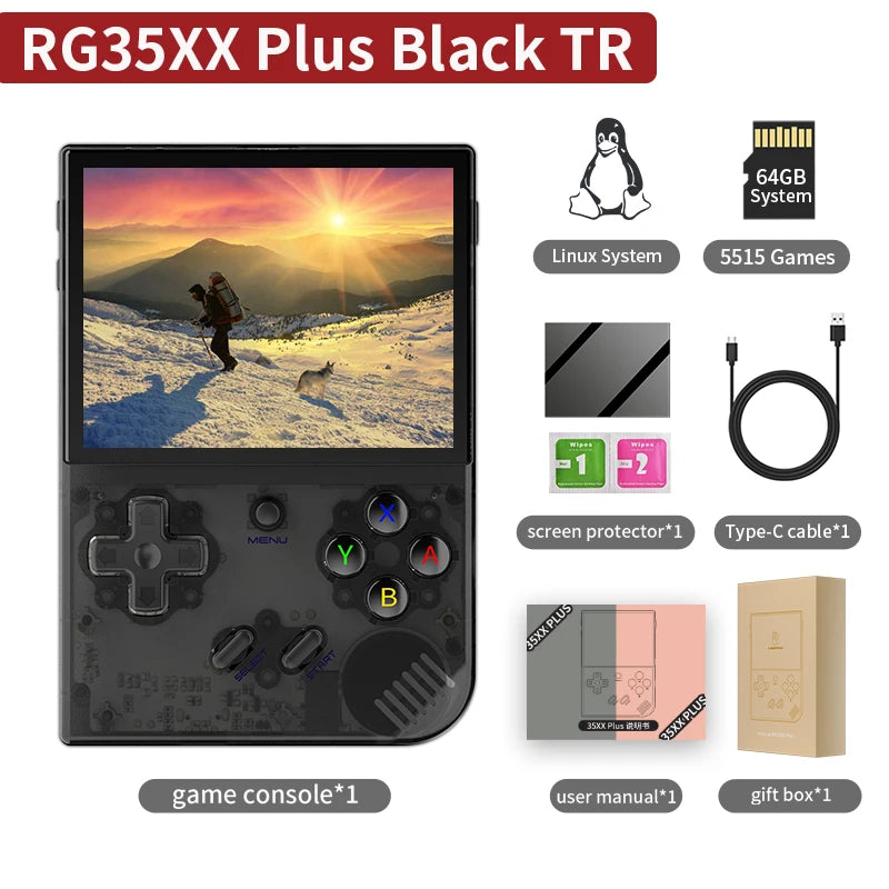 RG35XX Plus/Rg35Xx Retro Handheld Game Console 3.5″ IPS Screen Linux Portable Video Game Player Support HD-M-I TV Outpu