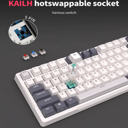 H81 Royal Kludge Gasket Structure Tri-Mode Mechanical Keyboard 81 Key 80% RGB Backlit 2.4G Wireless Bluetooth Gamer Keyboard