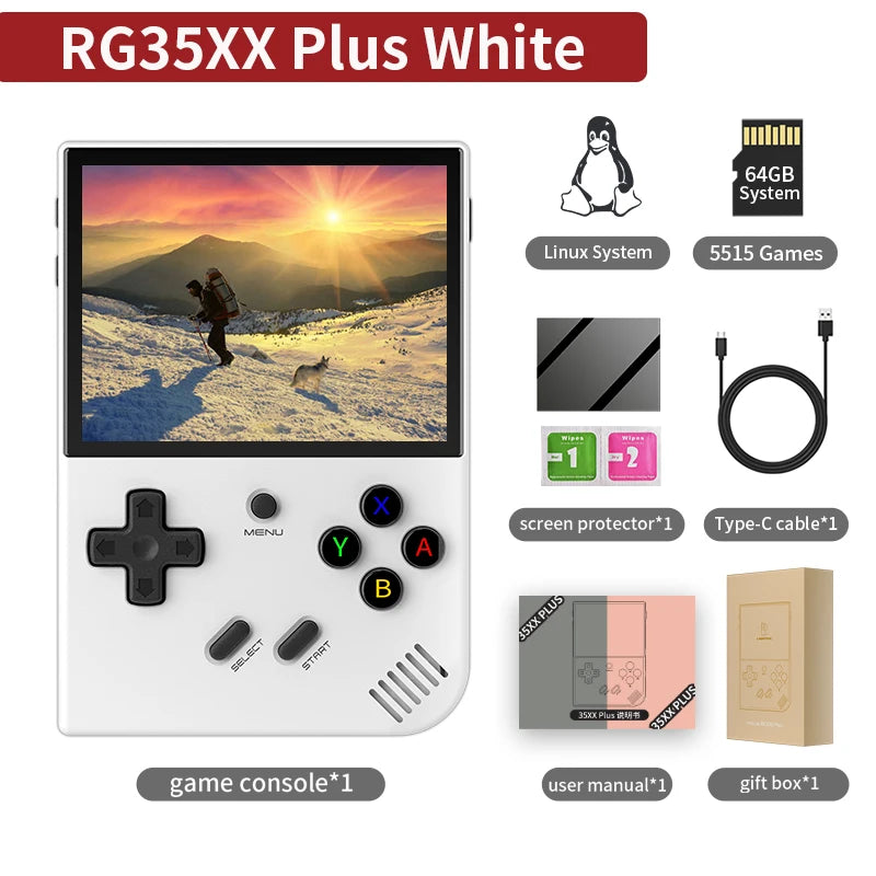 RG35XX Plus/Rg35Xx Retro Handheld Game Console 3.5″ IPS Screen Linux Portable Video Game Player Support HD-M-I TV Outpu