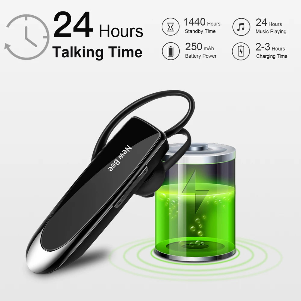 Bluetooth Headset V5.0 Wireless Earphones Headphones with Mic 24Hrs Earbuds Earpiece Mini Handsfree for Iphone Xiaomi