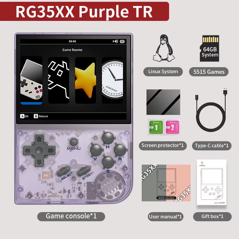 RG35XX Plus/Rg35Xx Retro Handheld Game Console 3.5″ IPS Screen Linux Portable Video Game Player Support HD-M-I TV Outpu