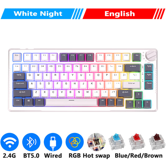 H81 Royal Kludge Gasket Structure Tri-Mode Mechanical Keyboard 81 Key 80% RGB Backlit 2.4G Wireless Bluetooth Gamer Keyboard