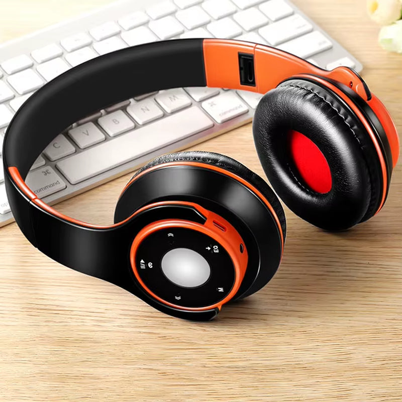 Foldable Colorful Wireless Stereo Bluetooth Over-Ear Headphones with Microphone and TF Card Play for Kids Children Women Men
