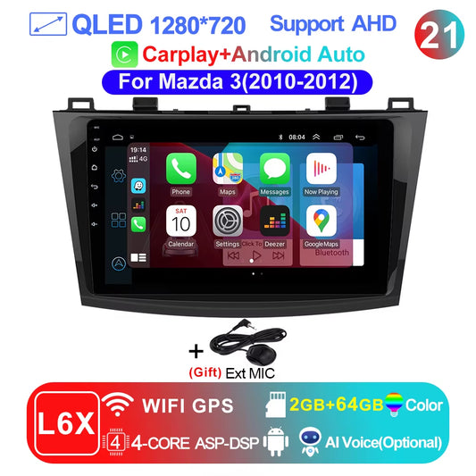 Pro AI Voice Car Android 14 Radio Multimedia Video Player for Mazda 3 2004 -2013 Maxx Axel Carplay 2 Din Dvd Gps Atuoradio