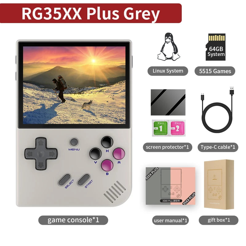 RG35XX Plus/Rg35Xx Retro Handheld Game Console 3.5″ IPS Screen Linux Portable Video Game Player Support HD-M-I TV Outpu