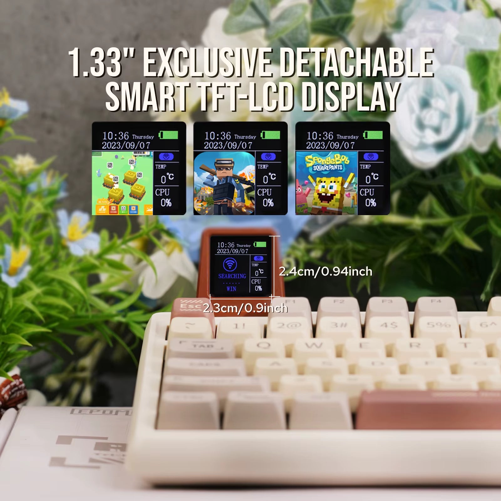 RT100 97Key 95% Bluetooth 5.0/2.4G Wireless/Wired Mechanical Keyboard Customizable Mini Display Gasket-Mounted