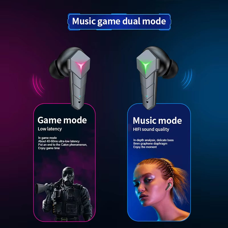 TWS Bluetooth 5.0 Earphones Gaming Headsets 65Ms Low Latency Wireless Headphones Stereo Bass Earbuds Gamer with Mic