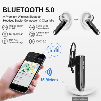 Bluetooth Headset V5.0 Wireless Earphones Headphones with Mic 24Hrs Earbuds Earpiece Mini Handsfree for Iphone Xiaomi
